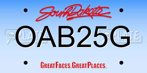 OAB25G South Dakota License Plate