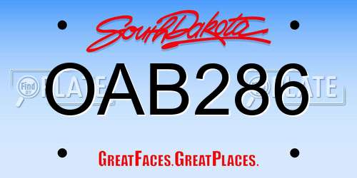 OAB286 South Dakota License Plate