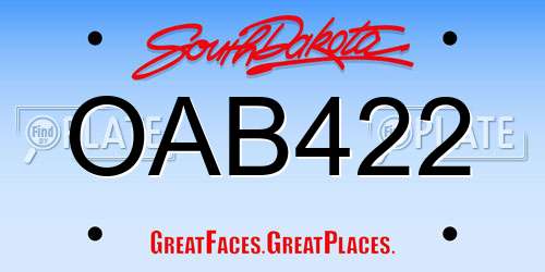 OAB422 South Dakota License Plate