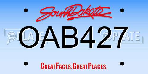OAB427 South Dakota License Plate
