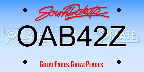 OAB42Z South Dakota License Plate