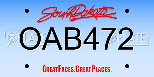 OAB472 South Dakota License Plate