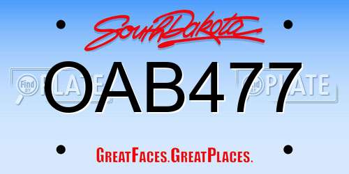 OAB477 South Dakota License Plate