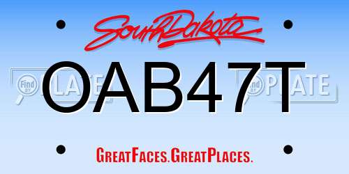 OAB47T South Dakota License Plate
