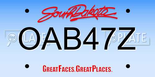 OAB47Z South Dakota License Plate