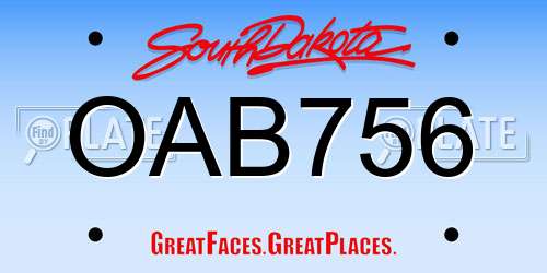 OAB756 South Dakota License Plate