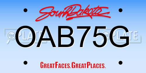 OAB75G South Dakota License Plate