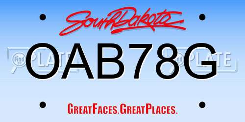 OAB78G South Dakota License Plate