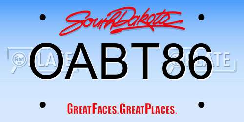 OABT86 South Dakota License Plate