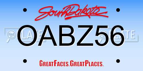 OABZ56 South Dakota License Plate
