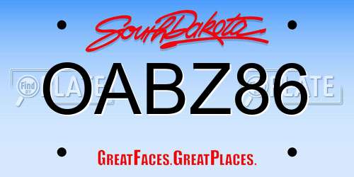 OABZ86 South Dakota License Plate