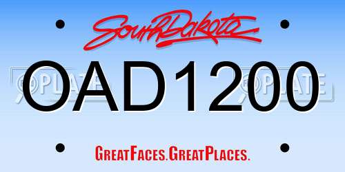 OAD1200 South Dakota License Plate