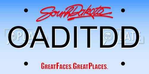OADITDD South Dakota License Plate