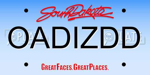 OADIZDD South Dakota License Plate