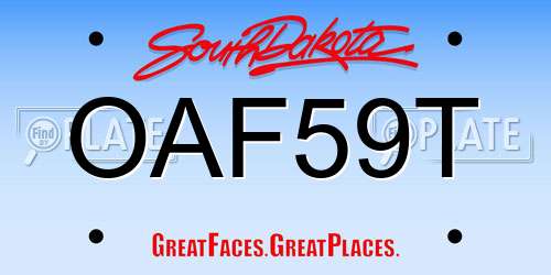 OAF59T South Dakota License Plate
