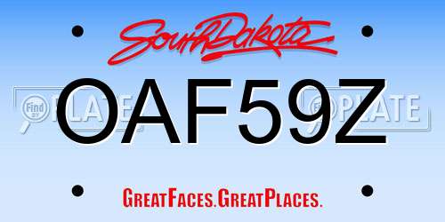 OAF59Z South Dakota License Plate