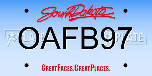 OAFB97 South Dakota License Plate