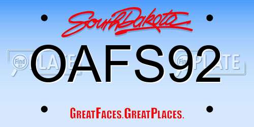 OAFS92 South Dakota License Plate
