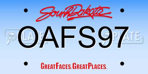 OAFS97 South Dakota License Plate