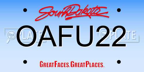 OAFU22 South Dakota License Plate