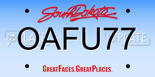 OAFU77 South Dakota License Plate