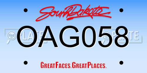 OAG058 South Dakota License Plate
