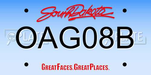 OAG08B South Dakota License Plate