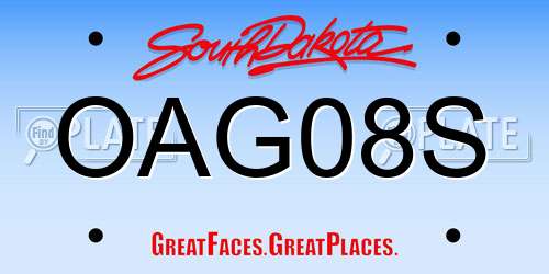 OAG08S South Dakota License Plate