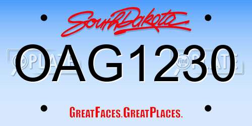 OAG1230 South Dakota License Plate