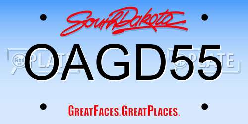 OAGD55 South Dakota License Plate