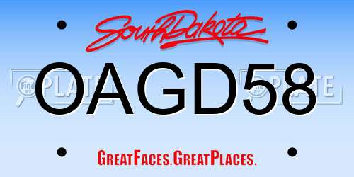 OAGD58 South Dakota License Plate