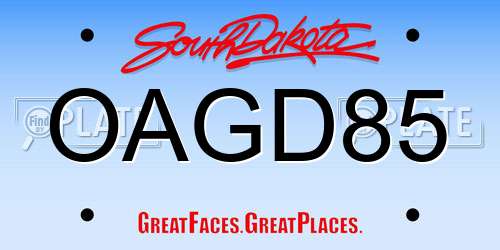 OAGD85 South Dakota License Plate