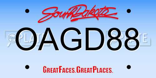 OAGD88 South Dakota License Plate