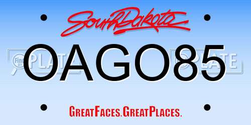 OAGO85 South Dakota License Plate