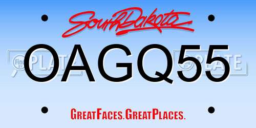OAGQ55 South Dakota License Plate
