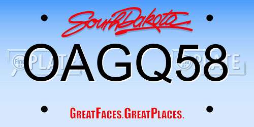 OAGQ58 South Dakota License Plate