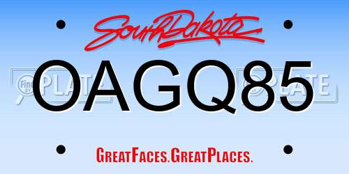 OAGQ85 South Dakota License Plate