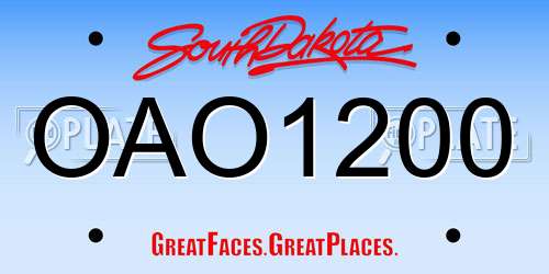 OAO1200 South Dakota License Plate
