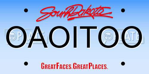 OAOITOO South Dakota License Plate