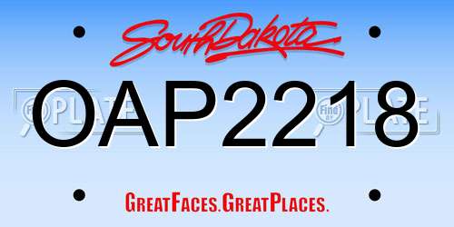 OAP2218 South Dakota License Plate