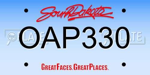OAP330 South Dakota License Plate