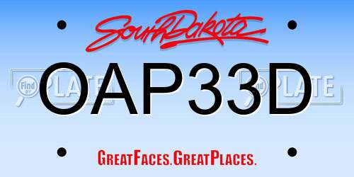 OAP33D South Dakota License Plate