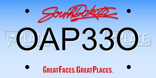 OAP33O South Dakota License Plate