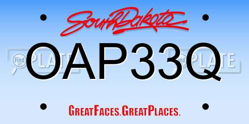 OAP33Q South Dakota License Plate
