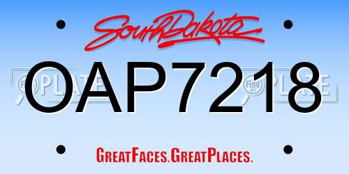 OAP7218 South Dakota License Plate
