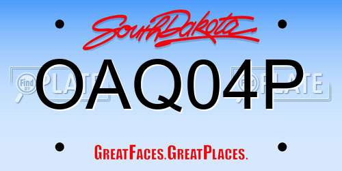 OAQ04P South Dakota License Plate