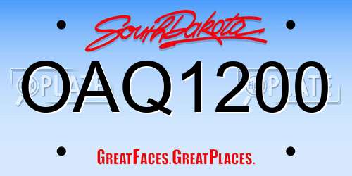 OAQ1200 South Dakota License Plate