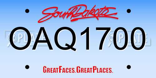 OAQ1700 South Dakota License Plate