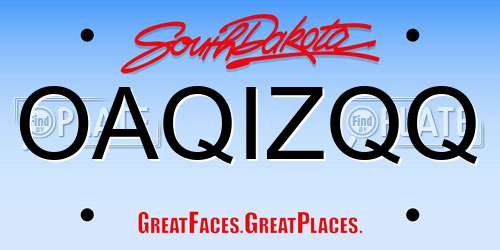 OAQIZQQ South Dakota License Plate