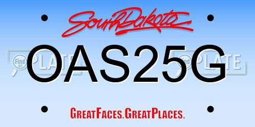 OAS25G South Dakota License Plate